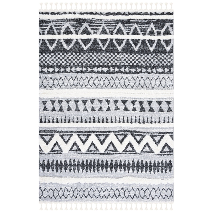 SAFAVIEH Moroccan Tassel Shag MTS634F Grey / Black Rug Image 10