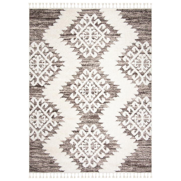 SAFAVIEH Moroccan Tassel Shag MTS652A Ivory /Brown Rug Image 2