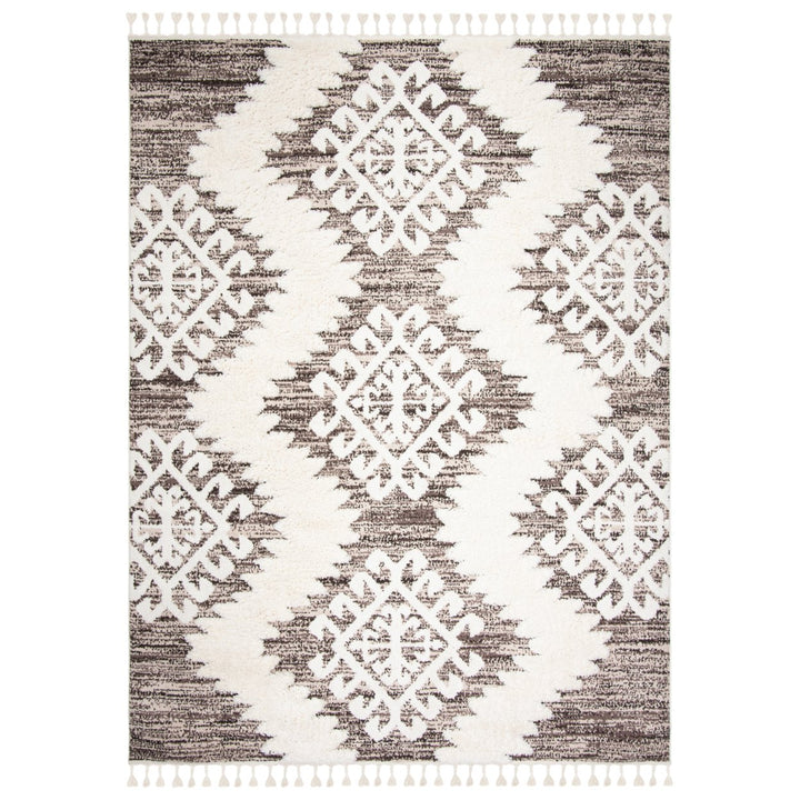 SAFAVIEH Moroccan Tassel Shag MTS652A Ivory /Brown Rug Image 1