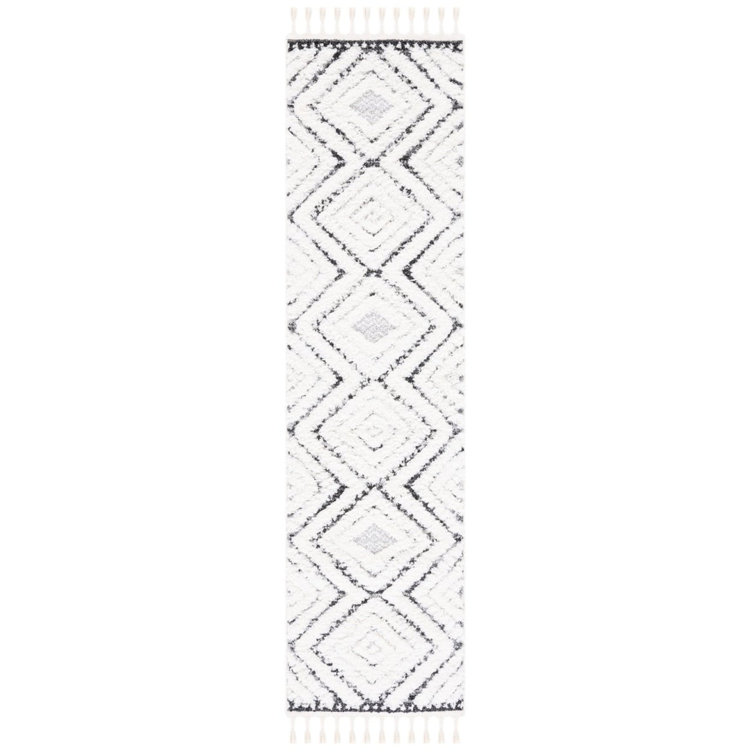 SAFAVIEH Moroccan Tassel Shag MTS636A Ivory / Grey Rug Image 1