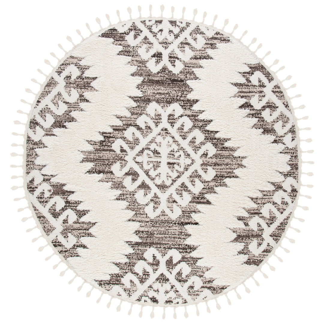 SAFAVIEH Moroccan Tassel Shag MTS652A Ivory /Brown Rug Image 3