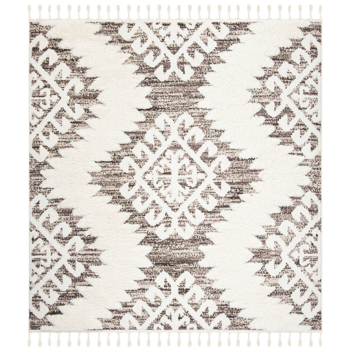 SAFAVIEH Moroccan Tassel Shag MTS652A Ivory /Brown Rug Image 4