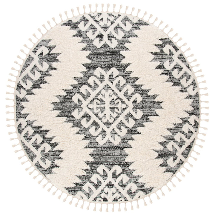 SAFAVIEH Moroccan Tassel Shag MTS652F Ivory / Grey Rug Image 3