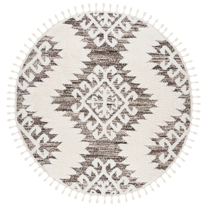 SAFAVIEH Moroccan Tassel Shag MTS652A Ivory /Brown Rug Image 5