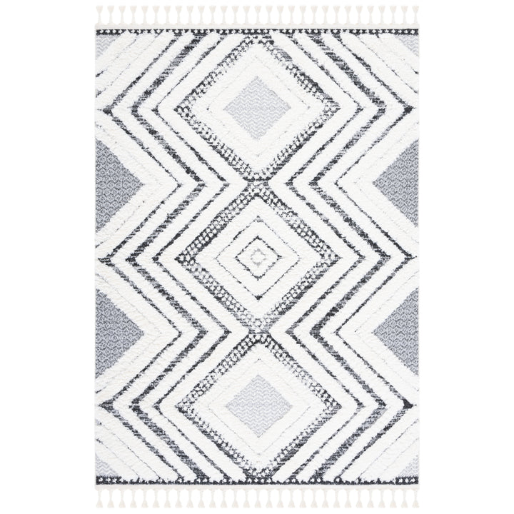 SAFAVIEH Moroccan Tassel Shag MTS636A Ivory / Grey Rug Image 10