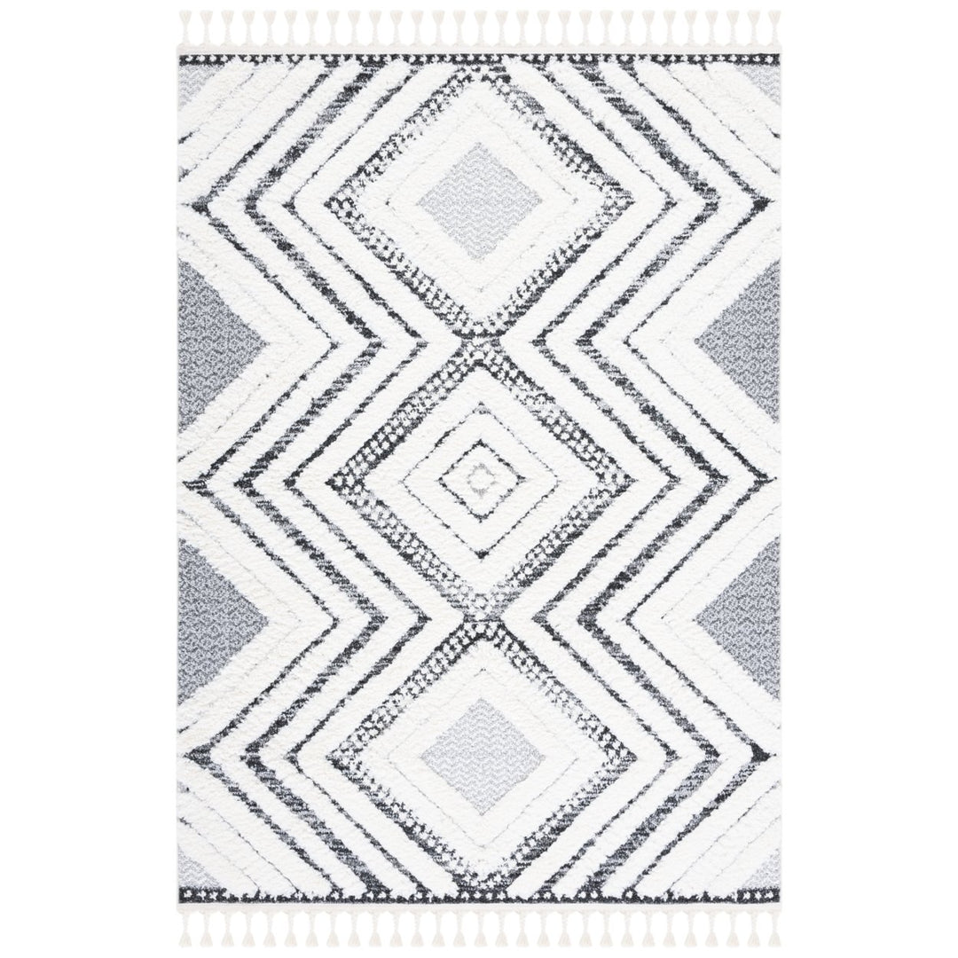 SAFAVIEH Moroccan Tassel Shag MTS636A Ivory / Grey Rug Image 1