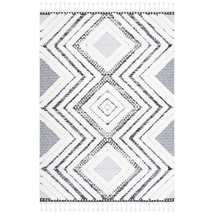 SAFAVIEH Moroccan Tassel Shag MTS636A Ivory / Grey Rug Image 1