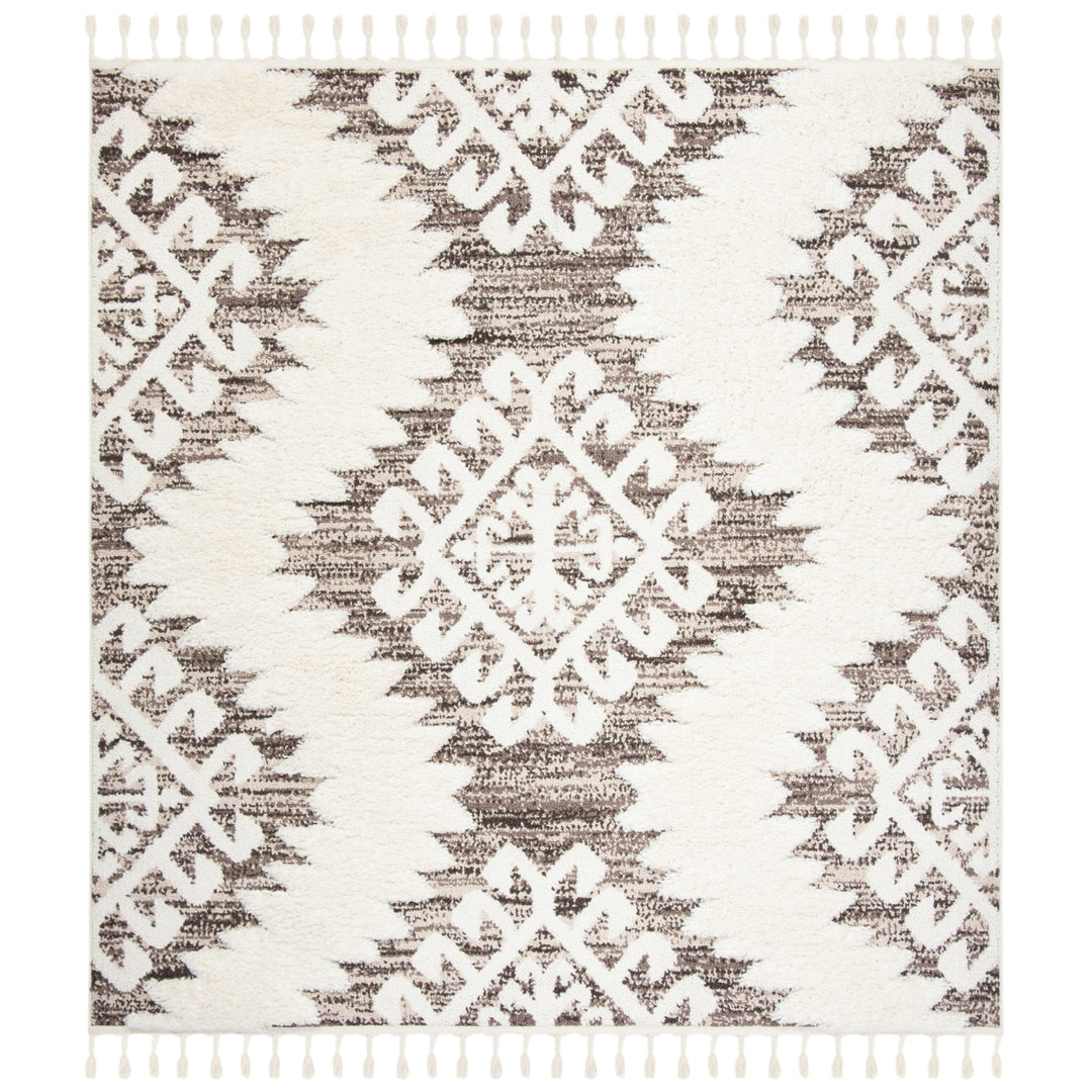 SAFAVIEH Moroccan Tassel Shag MTS652A Ivory /Brown Rug Image 6