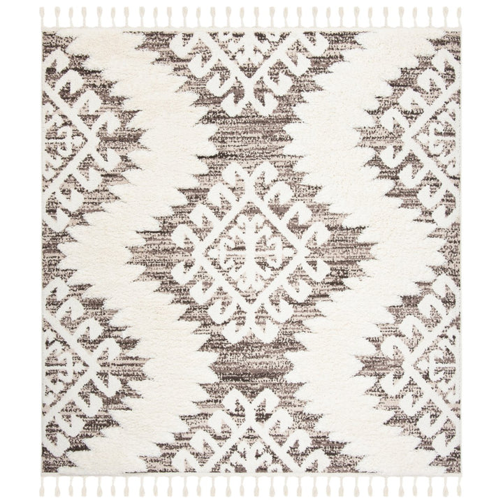 SAFAVIEH Moroccan Tassel Shag MTS652A Ivory /Brown Rug Image 1