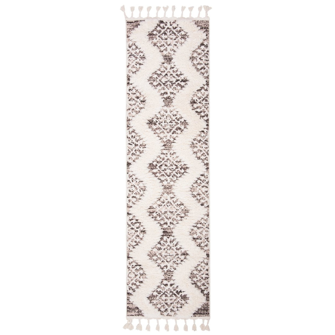 SAFAVIEH Moroccan Tassel Shag MTS652A Ivory /Brown Rug Image 1