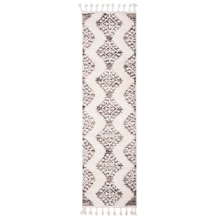 SAFAVIEH Moroccan Tassel Shag MTS652A Ivory /Brown Rug Image 1