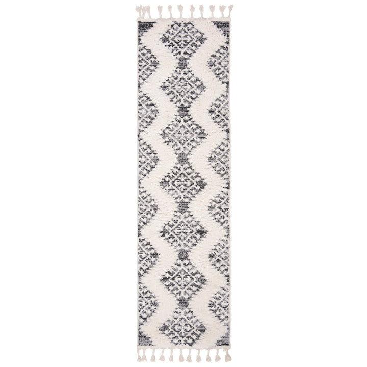 SAFAVIEH Moroccan Tassel Shag MTS652F Ivory / Grey Rug Image 6