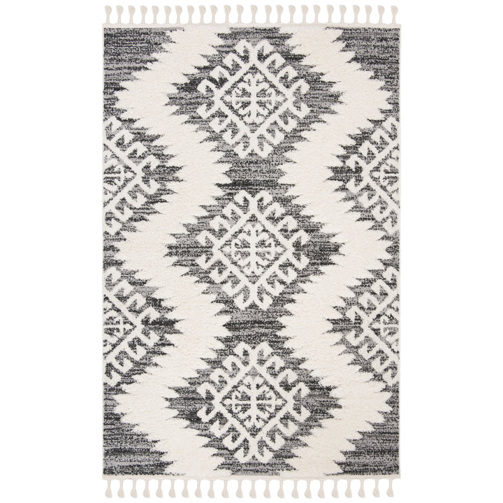 SAFAVIEH Moroccan Tassel Shag MTS652F Ivory / Grey Rug Image 7