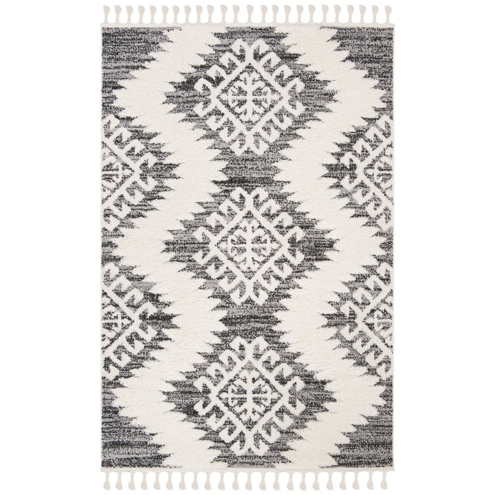 SAFAVIEH Moroccan Tassel Shag MTS652F Ivory / Grey Rug Image 1