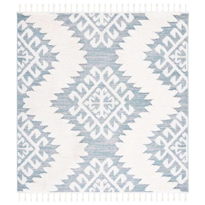 SAFAVIEH Moroccan Tassel Shag MTS652K Teal / Ivory Rug Image 5