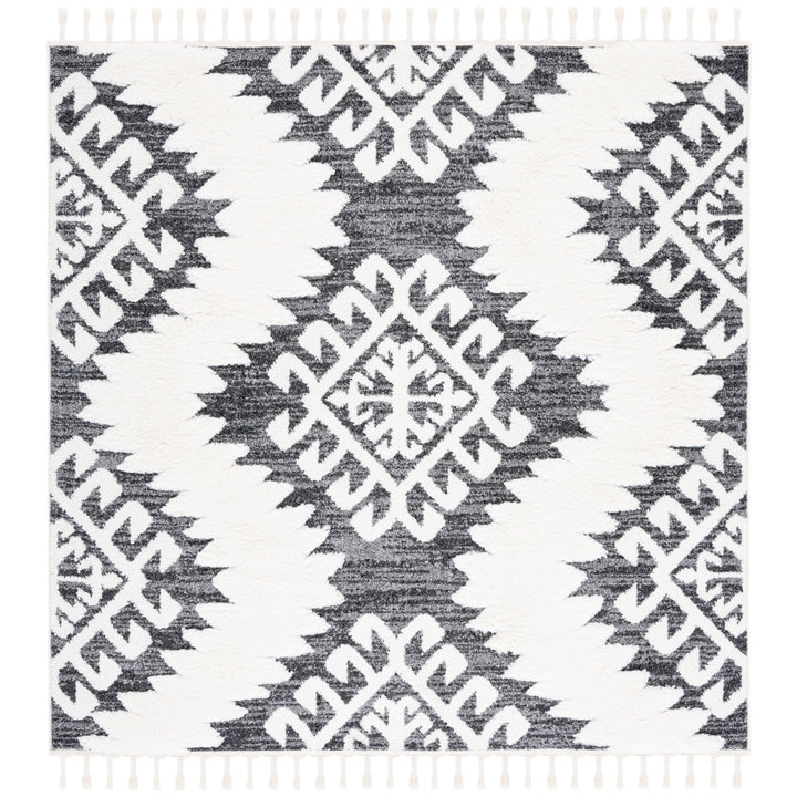 SAFAVIEH MTS652H Moroccan Tassel Shag Dark Grey / Ivory Image 3