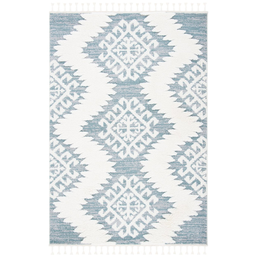 SAFAVIEH Moroccan Tassel Shag MTS652K Teal / Ivory Rug Image 2