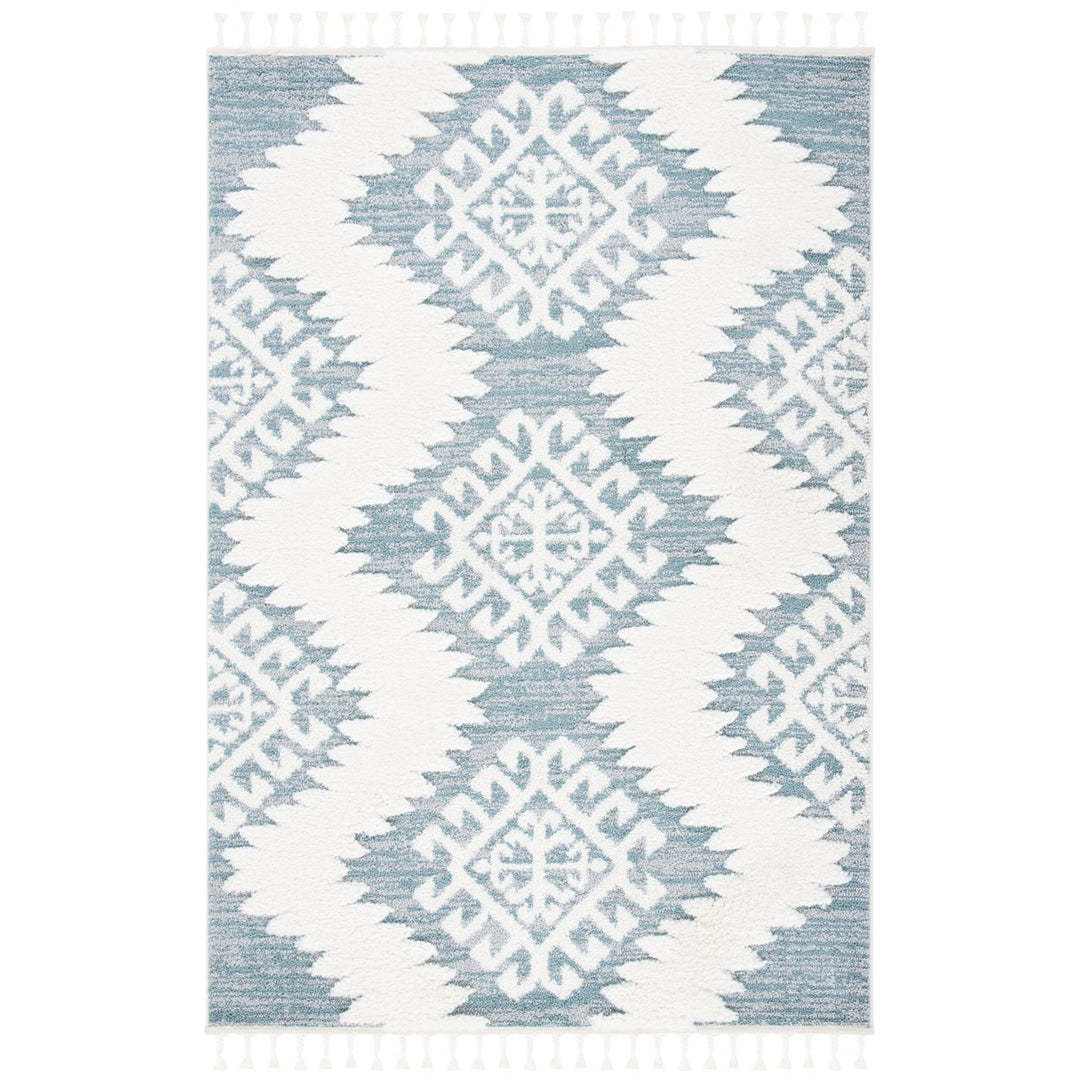 SAFAVIEH Moroccan Tassel Shag MTS652K Teal / Ivory Rug Image 2