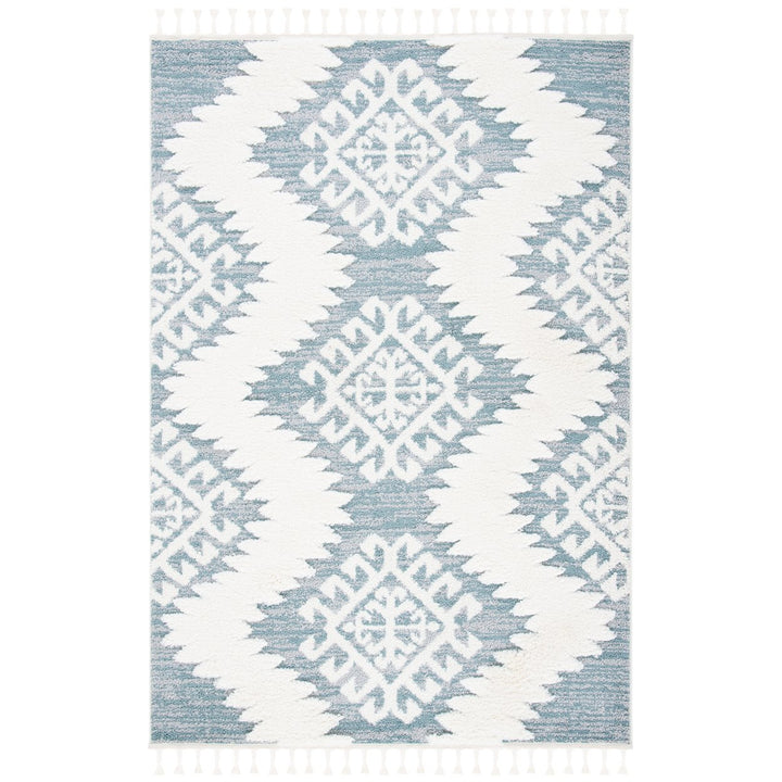 SAFAVIEH Moroccan Tassel Shag MTS652K Teal / Ivory Rug Image 1