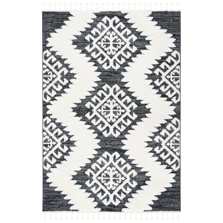 SAFAVIEH MTS652H Moroccan Tassel Shag Dark Grey / Ivory Image 4