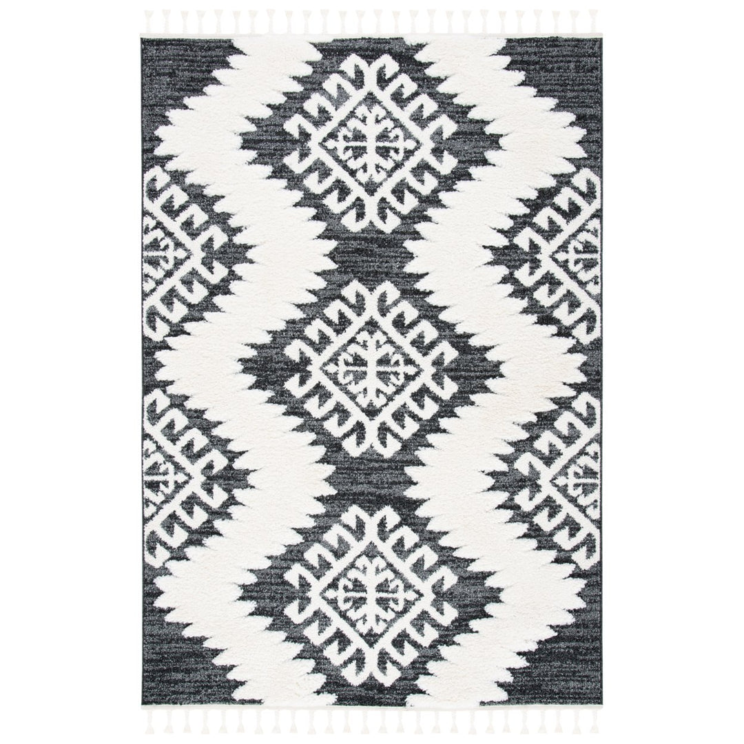 SAFAVIEH MTS652H Moroccan Tassel Shag Dark Grey / Ivory Image 1