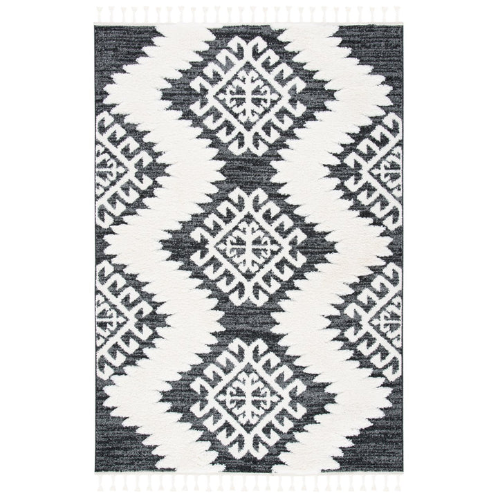 SAFAVIEH MTS652H Moroccan Tassel Shag Dark Grey / Ivory Image 1