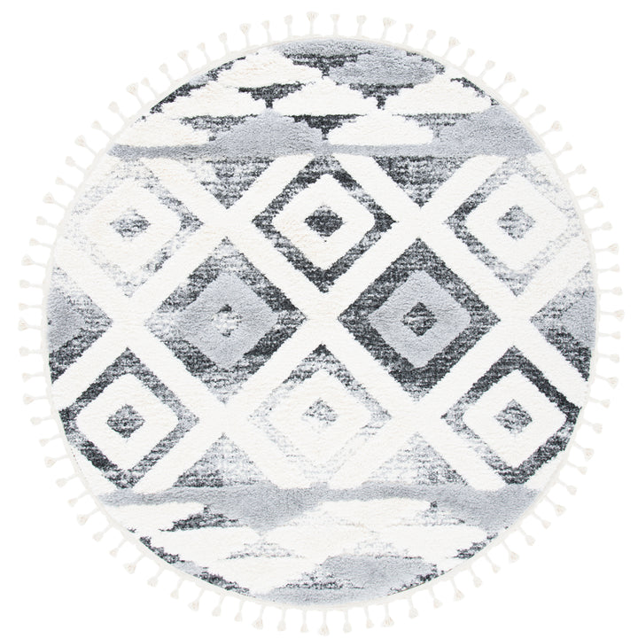 SAFAVIEH Moroccan Tassel Shag MTS661F Grey / Ivory Rug Image 4