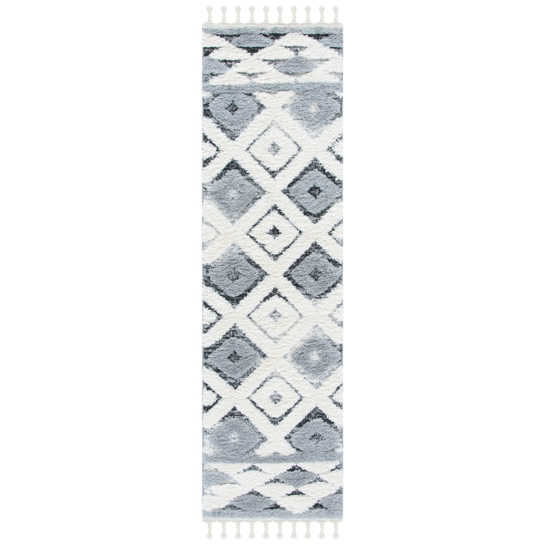 SAFAVIEH Moroccan Tassel Shag MTS661F Grey / Ivory Rug Image 5