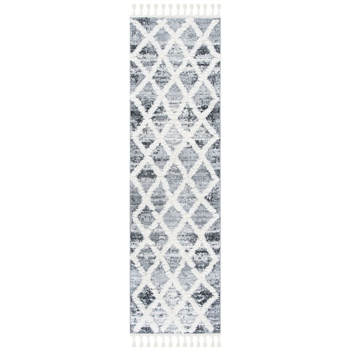 SAFAVIEH Moroccan Tassel Shag MTS674F Grey / Ivory Rug Image 5