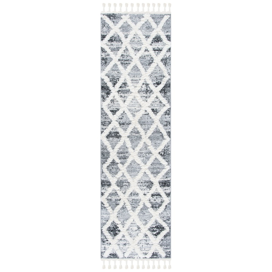 SAFAVIEH Moroccan Tassel Shag MTS674F Grey / Ivory Rug Image 1