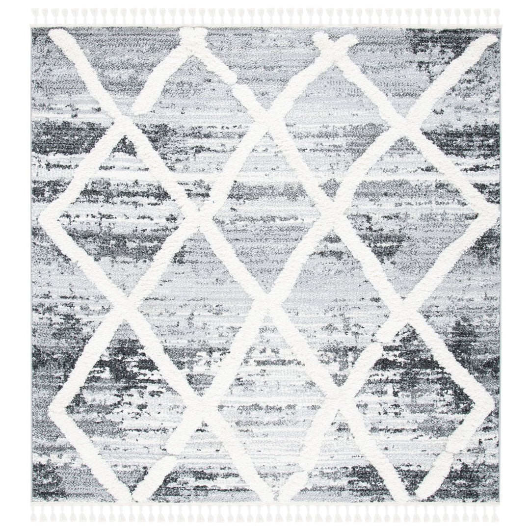 SAFAVIEH Moroccan Tassel Shag MTS674F Grey / Ivory Rug Image 6