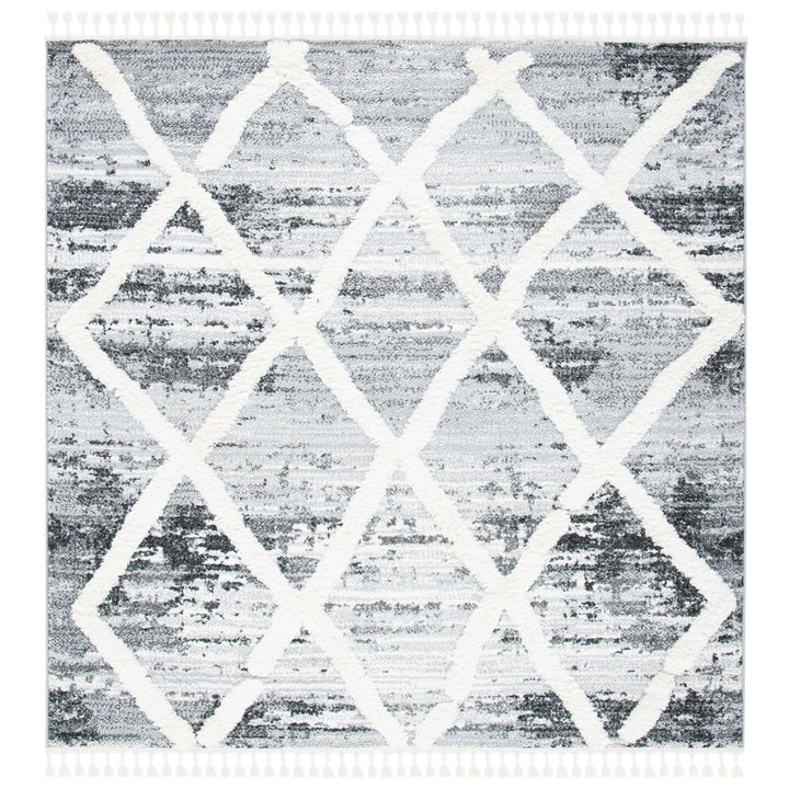 SAFAVIEH Moroccan Tassel Shag MTS674F Grey / Ivory Rug Image 1