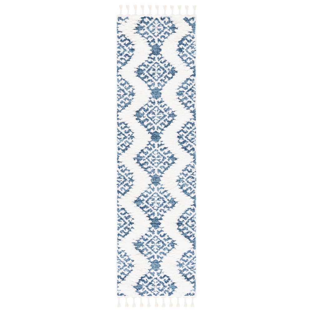 SAFAVIEH Moroccan Tassel Shag MTS652M Blue / Ivory Rug Image 2