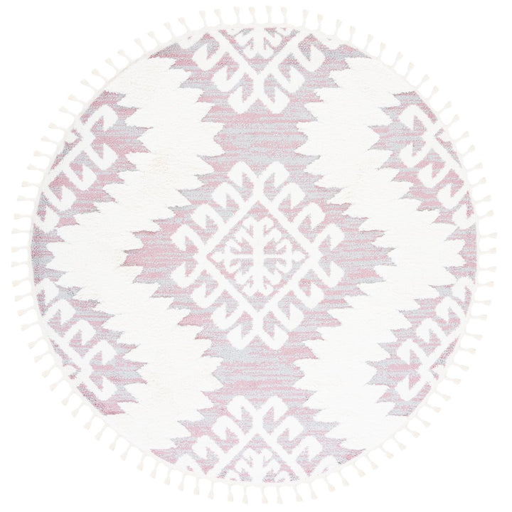 SAFAVIEH Moroccan Tassel Shag MTS652U Pink / Ivory Rug Image 4