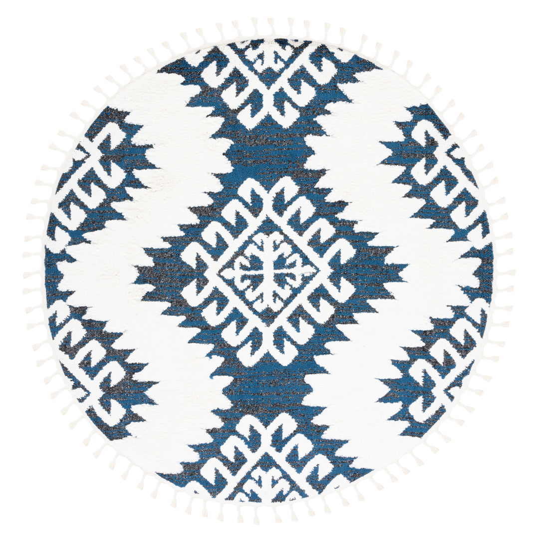 SAFAVIEH Moroccan Tassel Shag MTS652N Navy / Ivory Rug Image 4