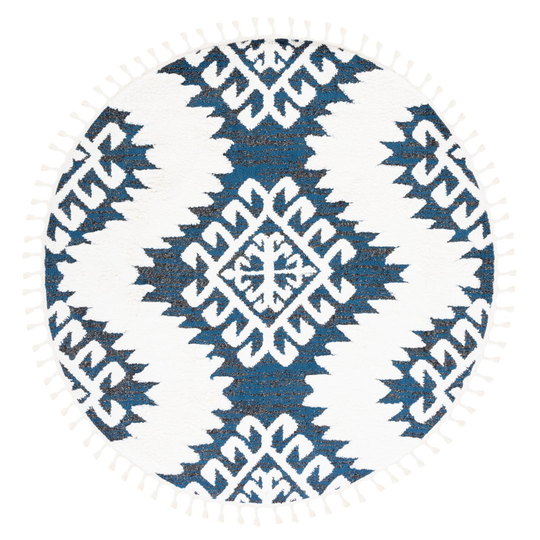 SAFAVIEH Moroccan Tassel Shag MTS652N Navy / Ivory Rug Image 1