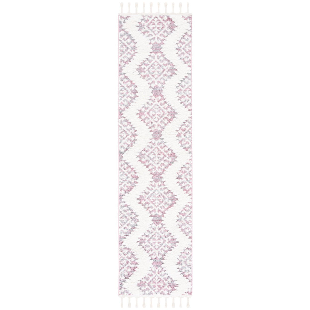 SAFAVIEH Moroccan Tassel Shag MTS652U Pink / Ivory Rug Image 5