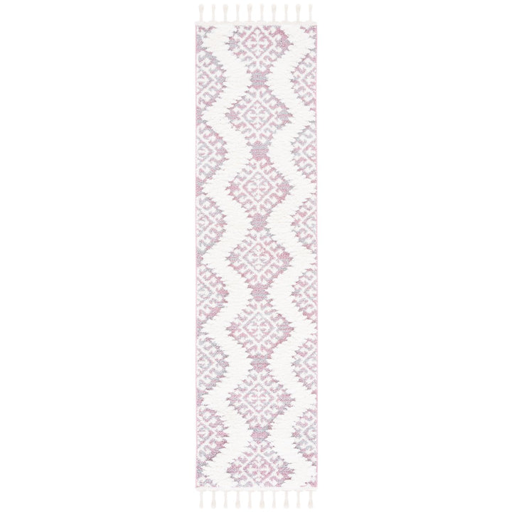 SAFAVIEH Moroccan Tassel Shag MTS652U Pink / Ivory Rug Image 1