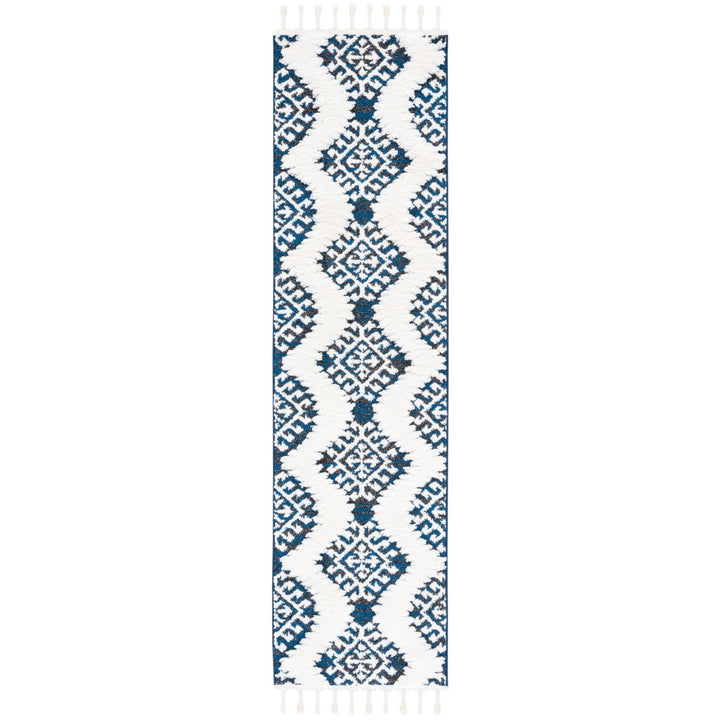 SAFAVIEH Moroccan Tassel Shag MTS652N Navy / Ivory Rug Image 5