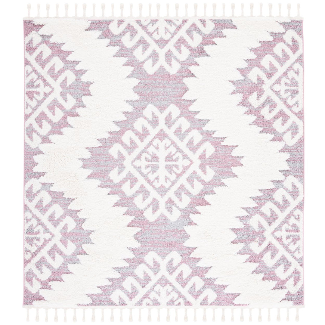 SAFAVIEH Moroccan Tassel Shag MTS652U Pink / Ivory Rug Image 6