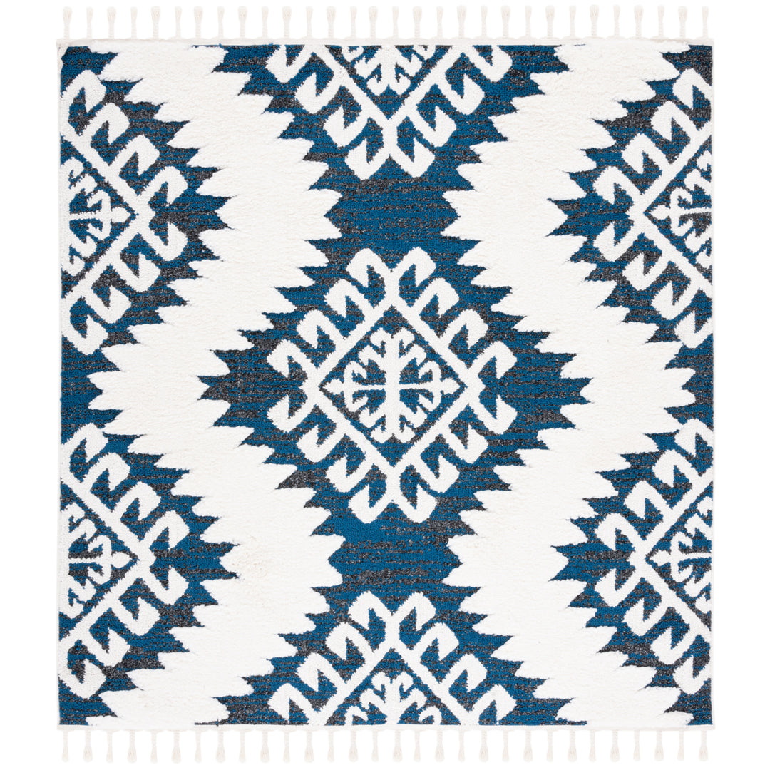 SAFAVIEH Moroccan Tassel Shag MTS652N Navy / Ivory Rug Image 6