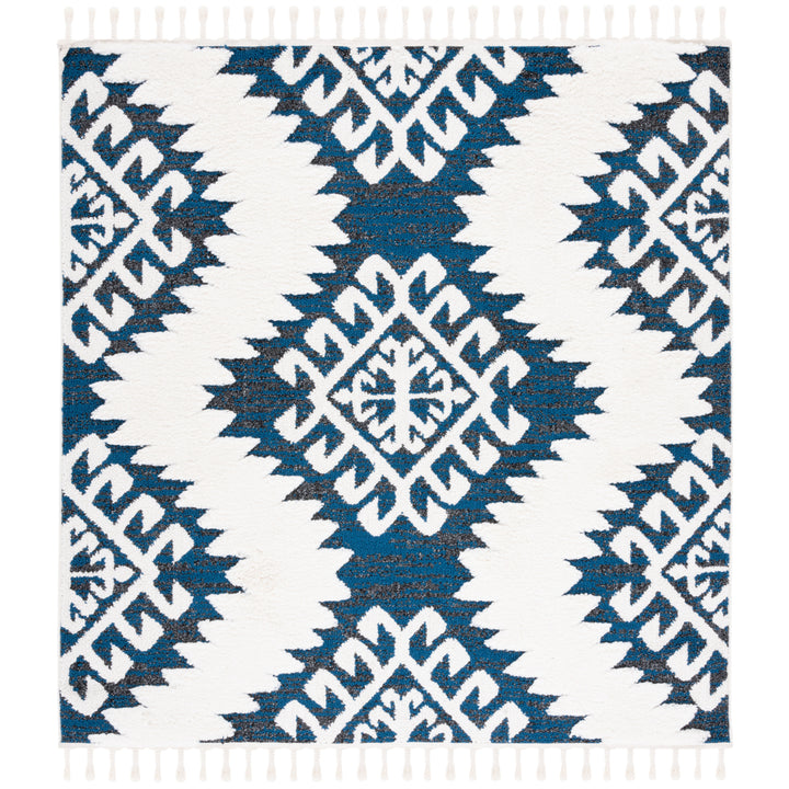 SAFAVIEH Moroccan Tassel Shag MTS652N Navy / Ivory Rug Image 6