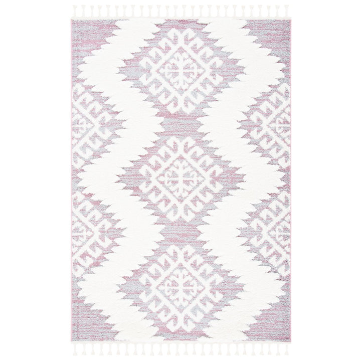 SAFAVIEH Moroccan Tassel Shag MTS652U Pink / Ivory Rug Image 10