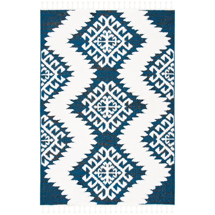 SAFAVIEH Moroccan Tassel Shag MTS652N Navy / Ivory Rug Image 10