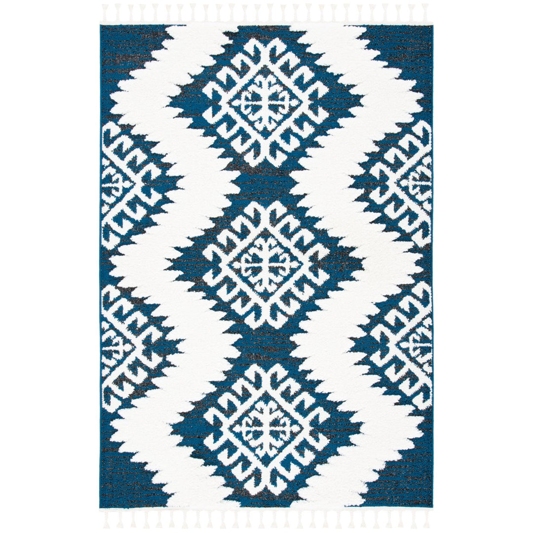 SAFAVIEH Moroccan Tassel Shag MTS652N Navy / Ivory Rug Image 1