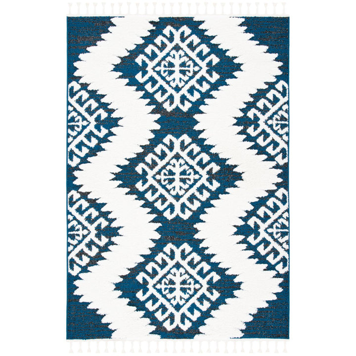 SAFAVIEH Moroccan Tassel Shag MTS652N Navy / Ivory Rug Image 1