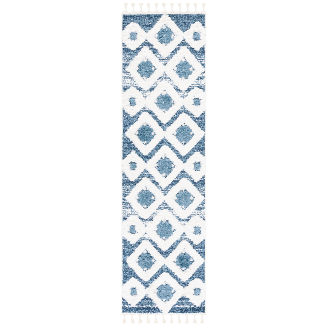 SAFAVIEH Moroccan Tassel Shag MTS664M Blue / Ivory Rug Image 5