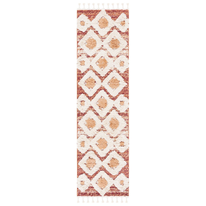 SAFAVIEH MTS664P Moroccan Tassel Shag Rust / Ivory Image 1