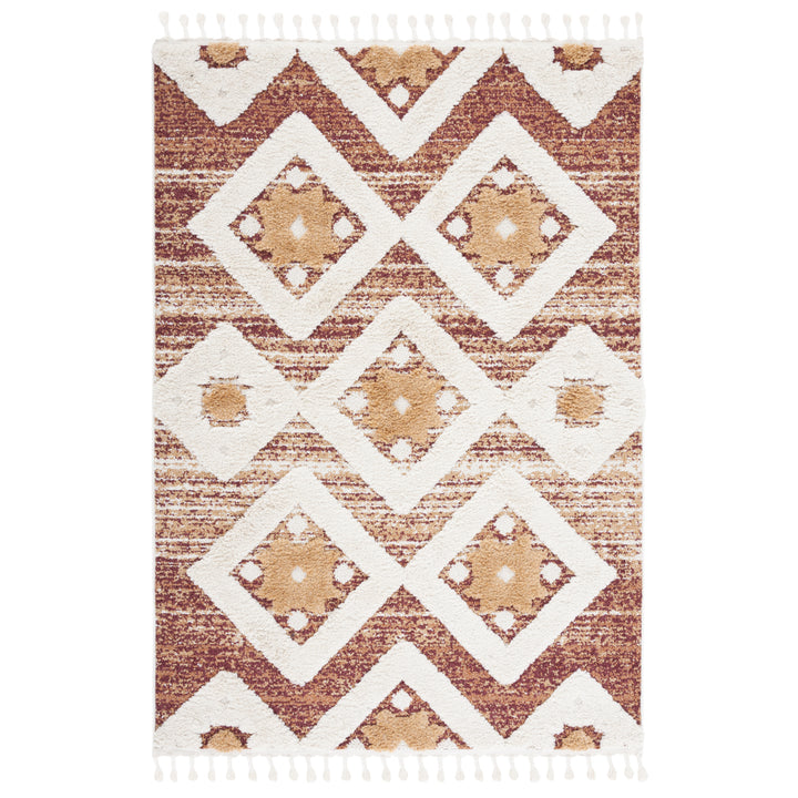 SAFAVIEH MTS664P Moroccan Tassel Shag Rust / Ivory Image 1