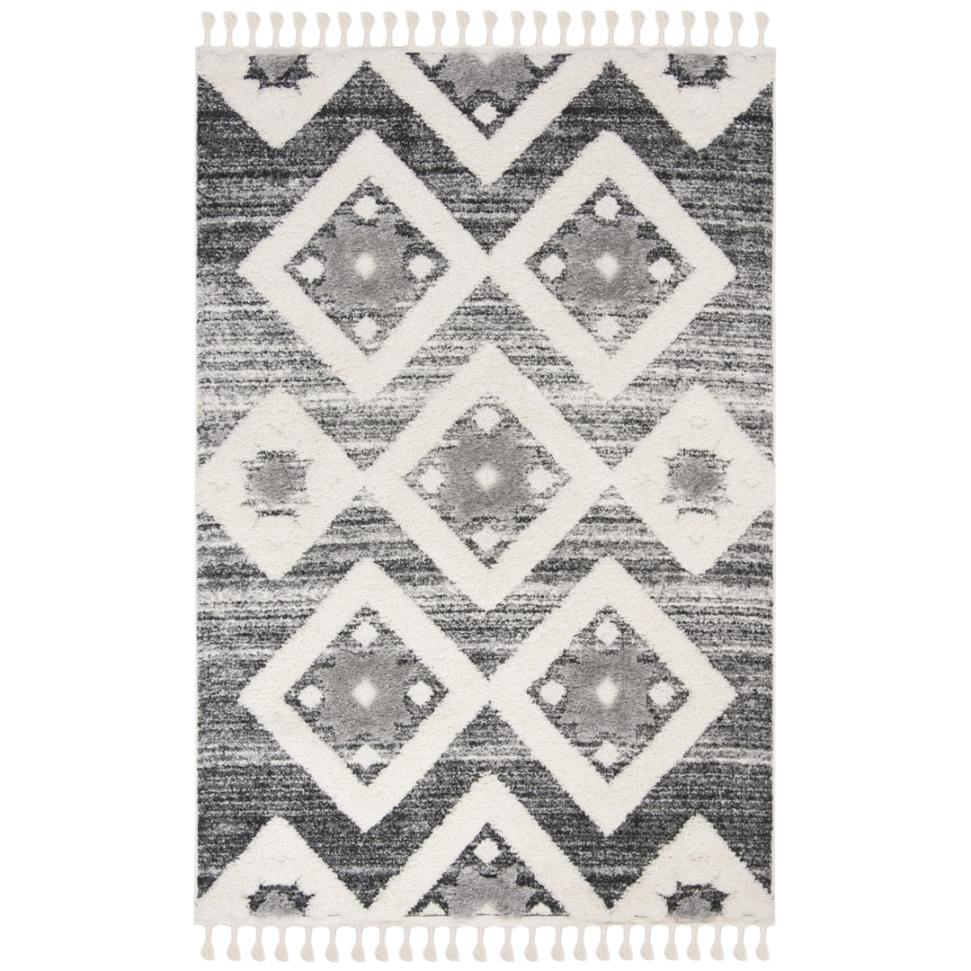 SAFAVIEH Moroccan Tassel Shag MTS664G Grey / Ivory Rug Image 2